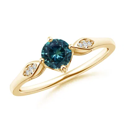 ANGARA VINTAGE STYLE ROUND TEAL MONTANA SAPPHIRE SOLITAIRE RING