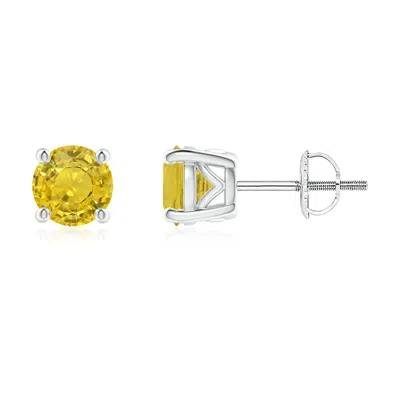ANGARA VINTAGE STYLE ROUND YELLOW SAPPHIRE SOLITAIRE STUD EARRINGS