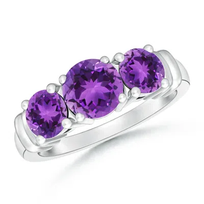 ANGARA VINTAGE STYLE THREE STONE AMETHYST WEDDING BAND