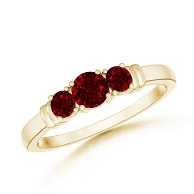 ANGARA VINTAGE STYLE THREE STONE RUBY WEDDING BAND
