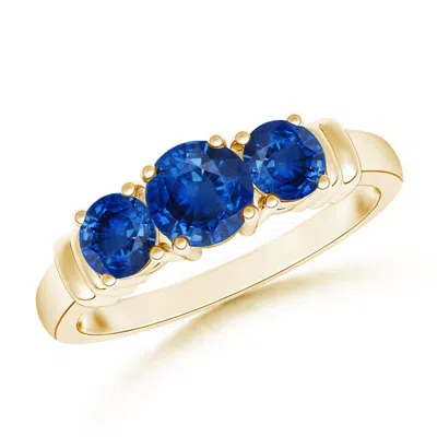 ANGARA VINTAGE STYLE THREE STONE SAPPHIRE WEDDING BAND