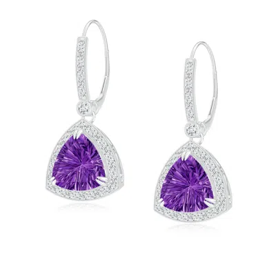 ANGARA VINTAGE STYLE TRILLION CONCAVE-CUT AMETHYST EARRINGS