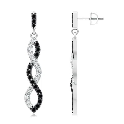 ANGARA WHITE AND ENHANCED BLACK DIAMOND INFINITY DANGLE EARRINGS