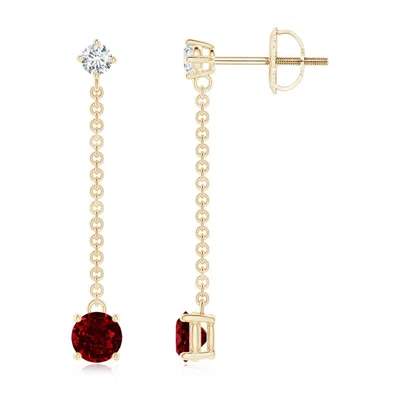 ANGARA YARD CHAIN DIAMOND AND RUBY DROP EARRINGS