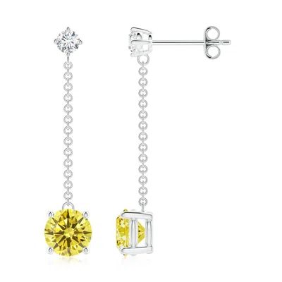 ANGARA YARD CHAIN FANCY INTENSE YELLOW DIAMOND DROP EARRINGS