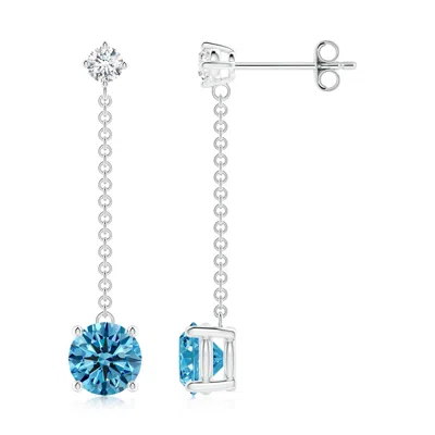ANGARA YARD CHAIN LAB-GROWN FANCY INTENSE BLUE DIAMOND DROP EARRINGS