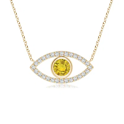 ANGARA YELLOW SAPPHIRE EVIL EYE PENDANT WITH DIAMOND ACCENTS