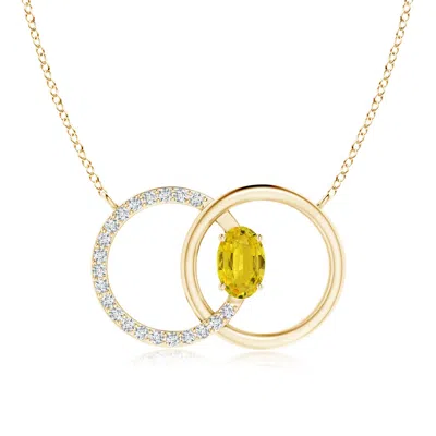 ANGARA YELLOW SAPPHIRE INTERLOCKING CIRCLE NECKLACE WITH DIAMONDS