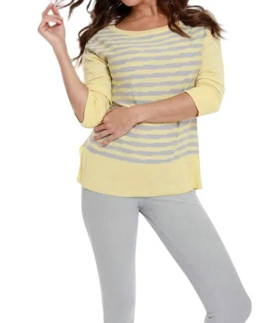 ANGEL DOUBLE STRIPED SWEATER IN YELLO/GRAY