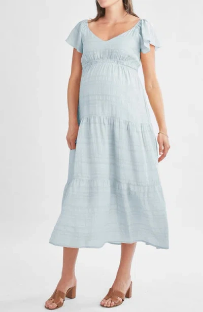 ANGEL MATERNITY ANGEL MATERNITY BABY SHOWER RUFFLE SLEEVE MATERNITY DRESS