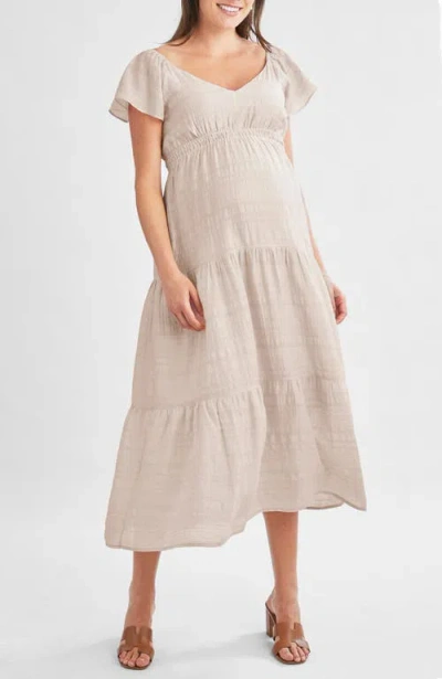 ANGEL MATERNITY ANGEL MATERNITY BABY SHOWER RUFFLE SLEEVE MATERNITY DRESS