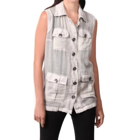 ANGEL OIL WASH CARGO POCKET VEST IN SAND