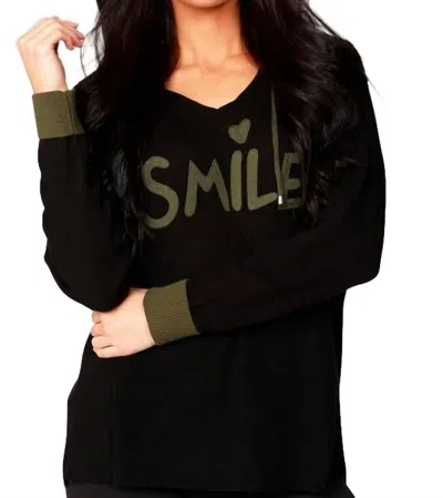 ANGEL SMILE HOODIE IN BLACK/MOSS