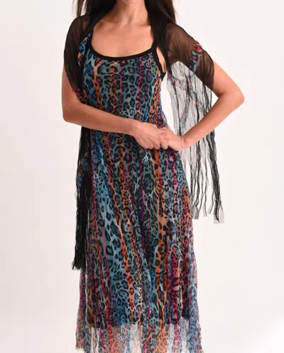 ANGEL VIBRANT LEOPARD MAXI DRESS IN BLACK