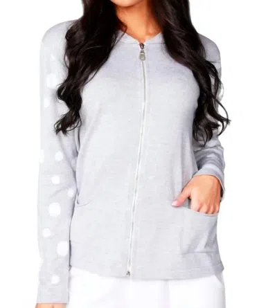 ANGEL ZIP BOMBER JACKET IN SILVER