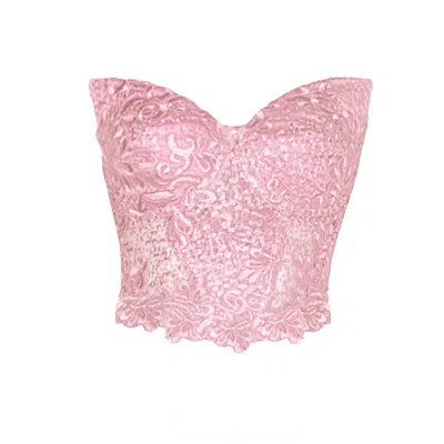 ANGELIKA JOZEFCZYK WOMEN'S NEUTRALS / PINK ORCHIDEA LACE CORSET TOP DUSTY PINK