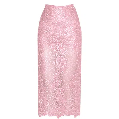 ANGELIKA JOZEFCZYK WOMEN'S NEUTRALS / PINK ORCHIDEA LACE SKIRT DUSTY PINK