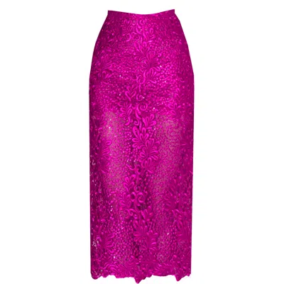 ANGELIKA JOZEFCZYK WOMEN'S PINK ORCHIDEA LACE SKIRT FUCHSIA