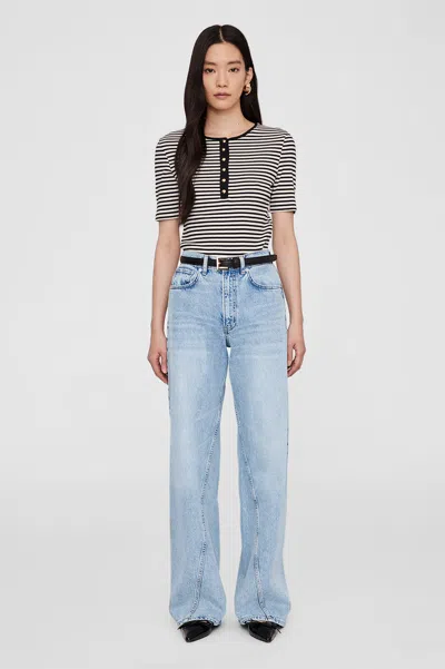 ANINE BING ANINE BING ALESSIA TEE IN CREAM AND BLACK STRIPE