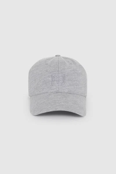ANINE BING ANINE BING JEREMY BASEBALL CAP FRAMED MONOGRAM IN HEATHER GREY