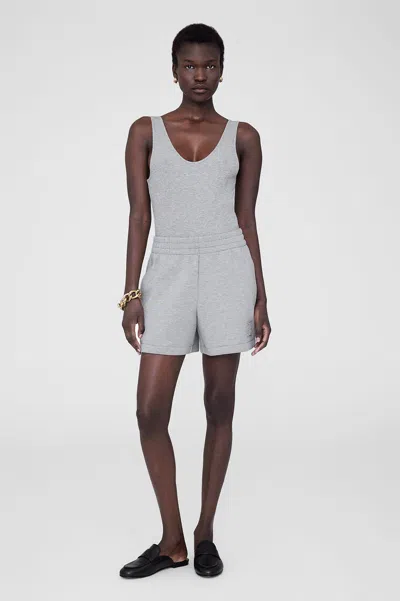 ANINE BING ANINE BING KAM SHORT FRAMED MONOGRAM IN HEATHER GREY