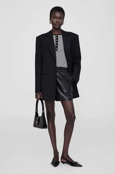 ANINE BING ANINE BING KAM SHORT IN BLACK VEGAN LEATHER