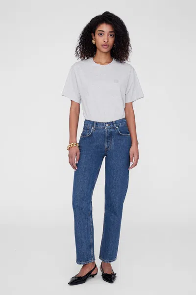 ANINE BING ANINE BING LILI TEE FRAMED MONOGRAM IN HEATHER GREY