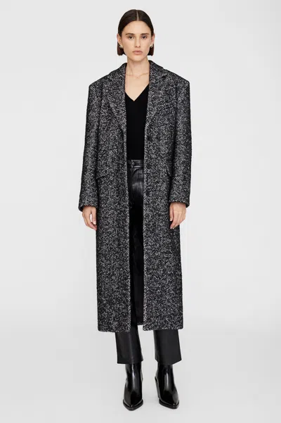 ANINE BING ANINE BING QUINN COAT IN BLACK AND WHITE TWEED