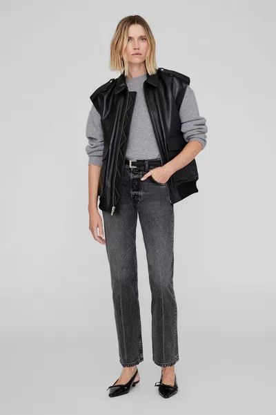 ANINE BING ANINE BING SONNIE VEST IN BLACK LEATHER