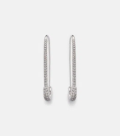 ANITA KO EXTRA LARGE SAFETY PIN 18KT WHITE GOLD EARRINGS WITH DIAMONDS