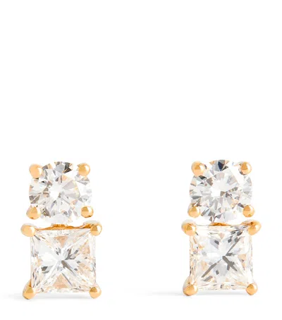 ANITA KO YELLOW GOLD AND DIAMOND TWO DOT EARRINGS