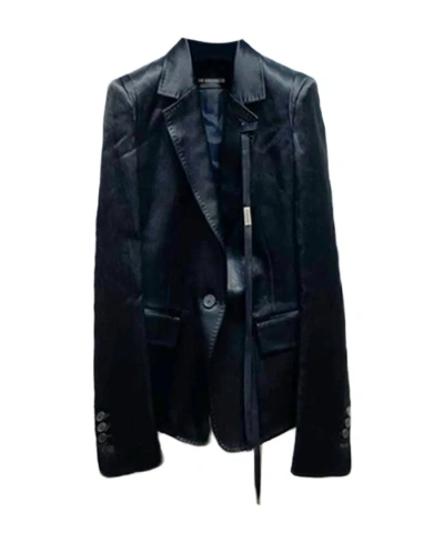 ANN DEMEULEMEESTER LOGO V-COLLAR SUIT JACKET