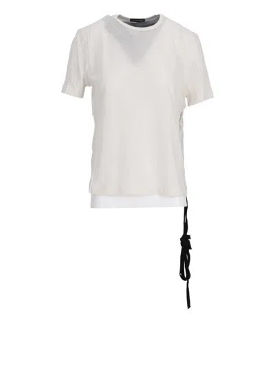 ANN DEMEULEMEESTER WOMEN WHITE FANIE STANDARD T-SHIRT, M LUXURY T-SHIRTS FOR WOMEN DARVEYS