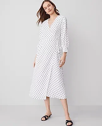 ANN TAYLOR DOTTED WRAP MIDI DRESS