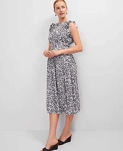ANN TAYLOR FLORAL RUFFLE MIDI DRESS