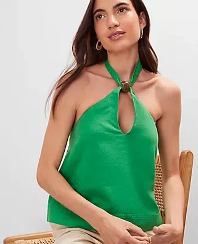 ANN TAYLOR LINEN BLEND HALTER TOP