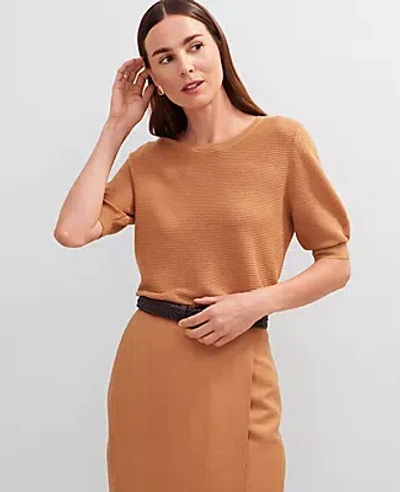 ANN TAYLOR LINEN-BLEND RIBBED SWEATER