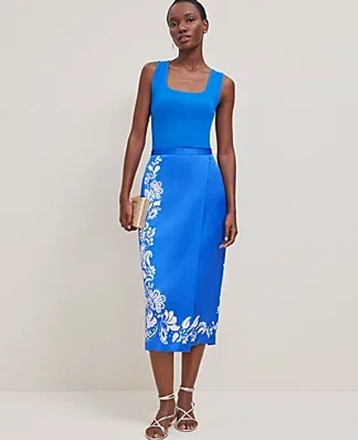 ANN TAYLOR SATIN MIDI WRAP SKIRT