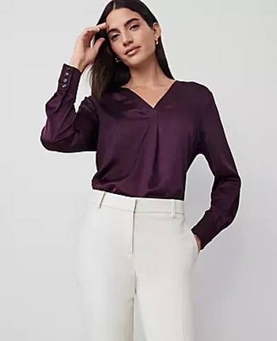 ANN TAYLOR SHINE WOVEN PLEAT FRONT TOP