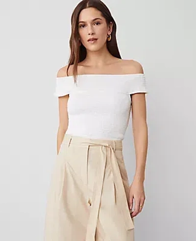 ANN TAYLOR SMOCKED OFF-THE-SHOULDER TOP