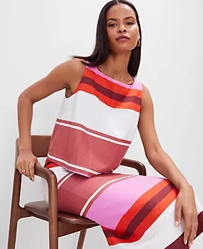 ANN TAYLOR STRIPED LINEN-BLEND TANK TOP