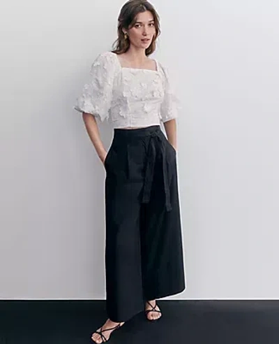 ANN TAYLOR THE PETITE BELTED CROPPED PALAZZO PANT