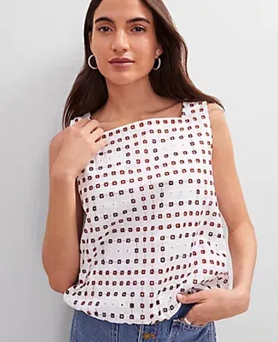 ANN TAYLOR WEEKEND COLLECTION EYELET BUBBLE HEM TOP