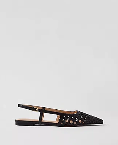 ANN TAYLOR WOVEN LEATHER NIP TOE SLINGBACK FLATS