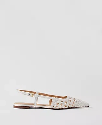 ANN TAYLOR WOVEN LEATHER NIP TOE SLINGBACK FLATS