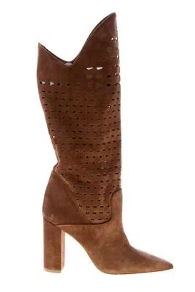 ANNA F ANNA F. DAMEN SCHUHE BRAUN SUEDE MADE IN ITALY STIEFEL MIT CUTOUTS ABSATZ 9,5 CM