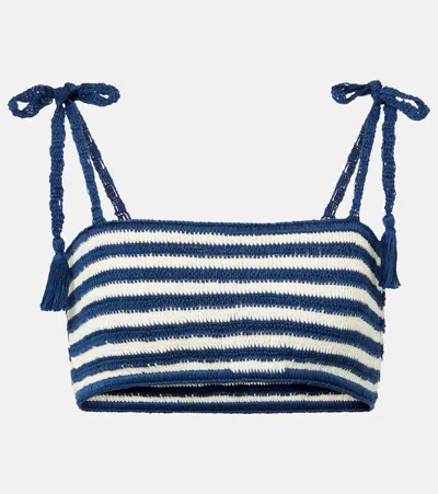 ANNA KOSTUROVA COASTAL STRIPED CROCHET COTTON CROP TOP