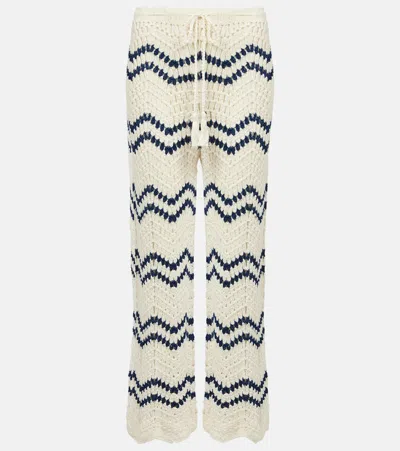 ANNA KOSTUROVA NAUTICAL CROCHET COTTON WIDE-LEG PANTS