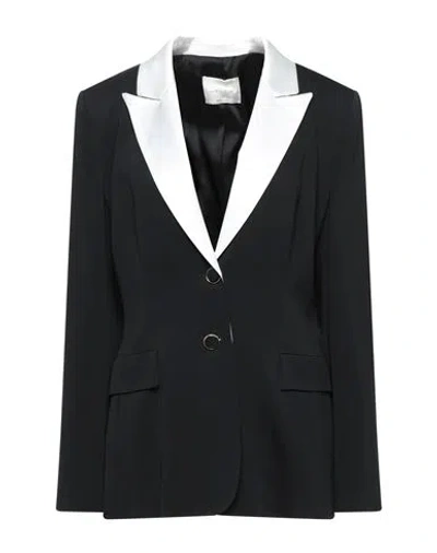 ANNA MOLINARI ANNA MOLINARI WOMAN BLAZER BLACK SIZE 10 VISCOSE, ELASTANE, POLYESTER