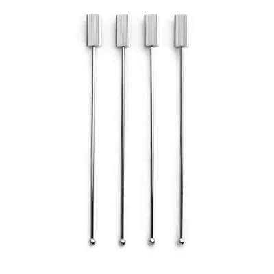 ANNA NEW YORK ANNA NEW YORK STRIATIONS DRINK STIRRERS, SILVER TONE, SET OF 4